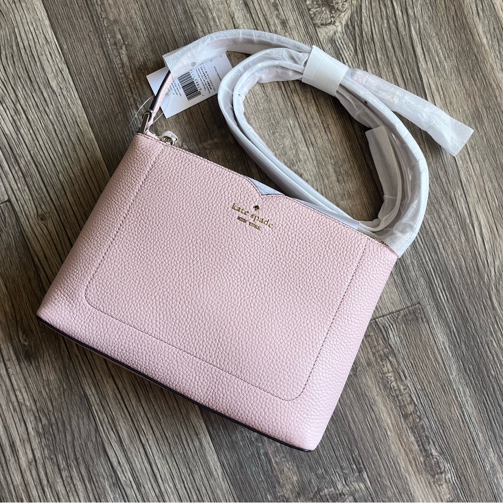 NWT Kate Spade Harlow Pebbled Leather Crossbody Handbag in ROSE SMOKE